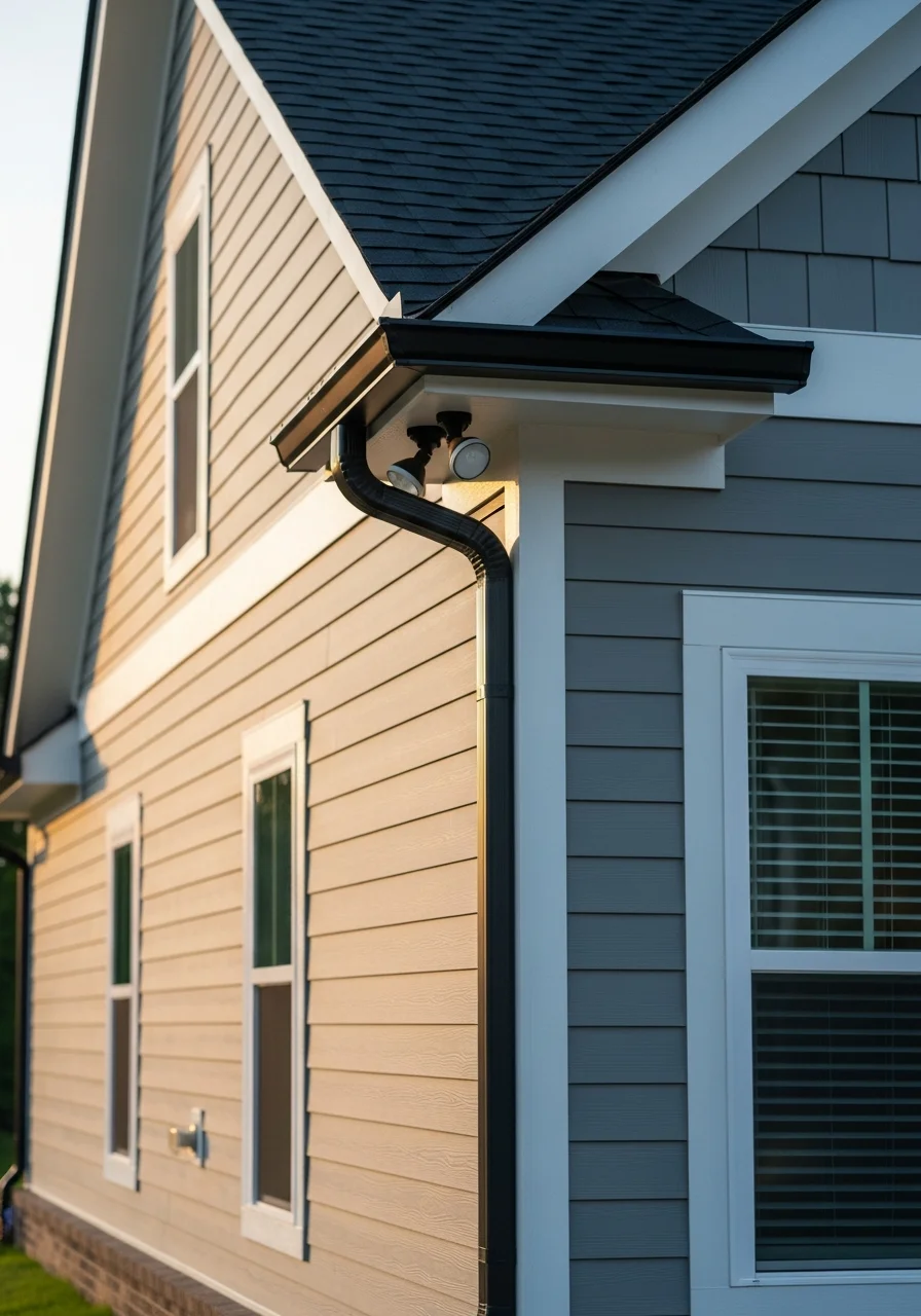 Close-up of quality construction details on a Flowood home, showing modern materials and precise workmanship.